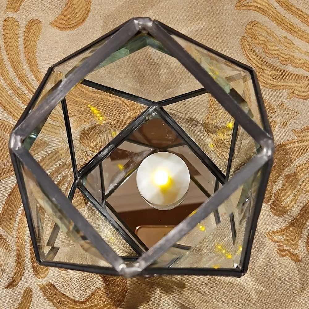 Geometric Glass Candle Holder/Terrarium/Suncatcher, Refracts Light Beautifully